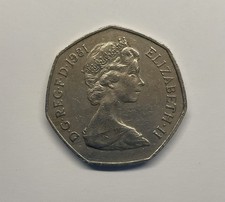 UK 50 New Pence 1981 Elizabeth II Britannia Coin WCA B238