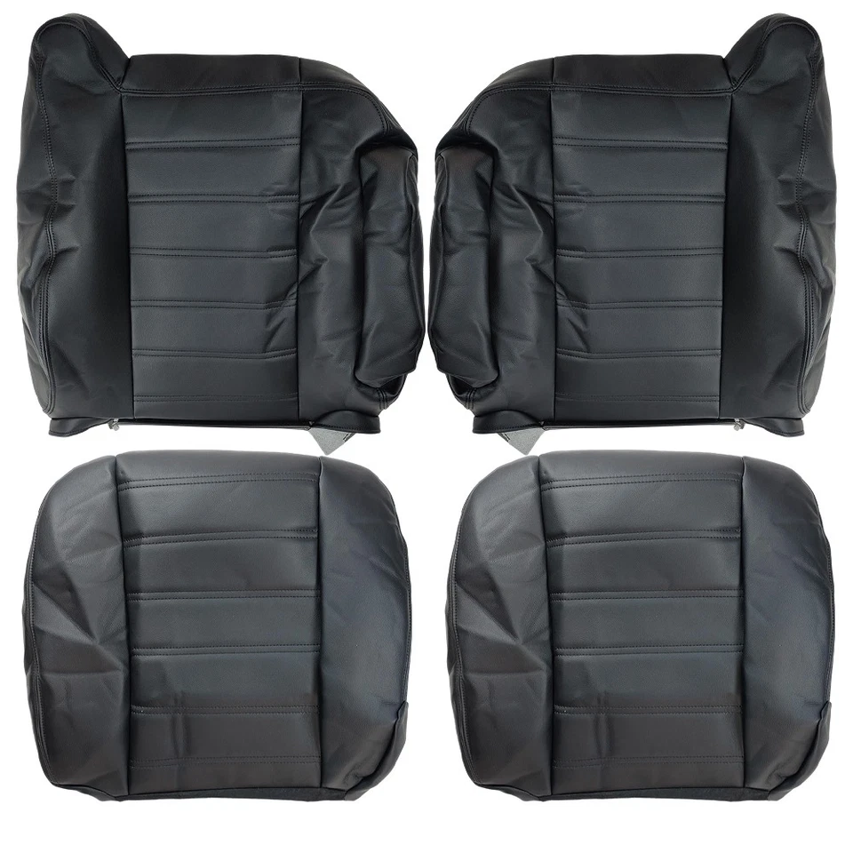 For Hummer H2 2003 2004 2005 2007 Driver & Passenger Bottom-Top Seat Cover Black - Image 3 of 4