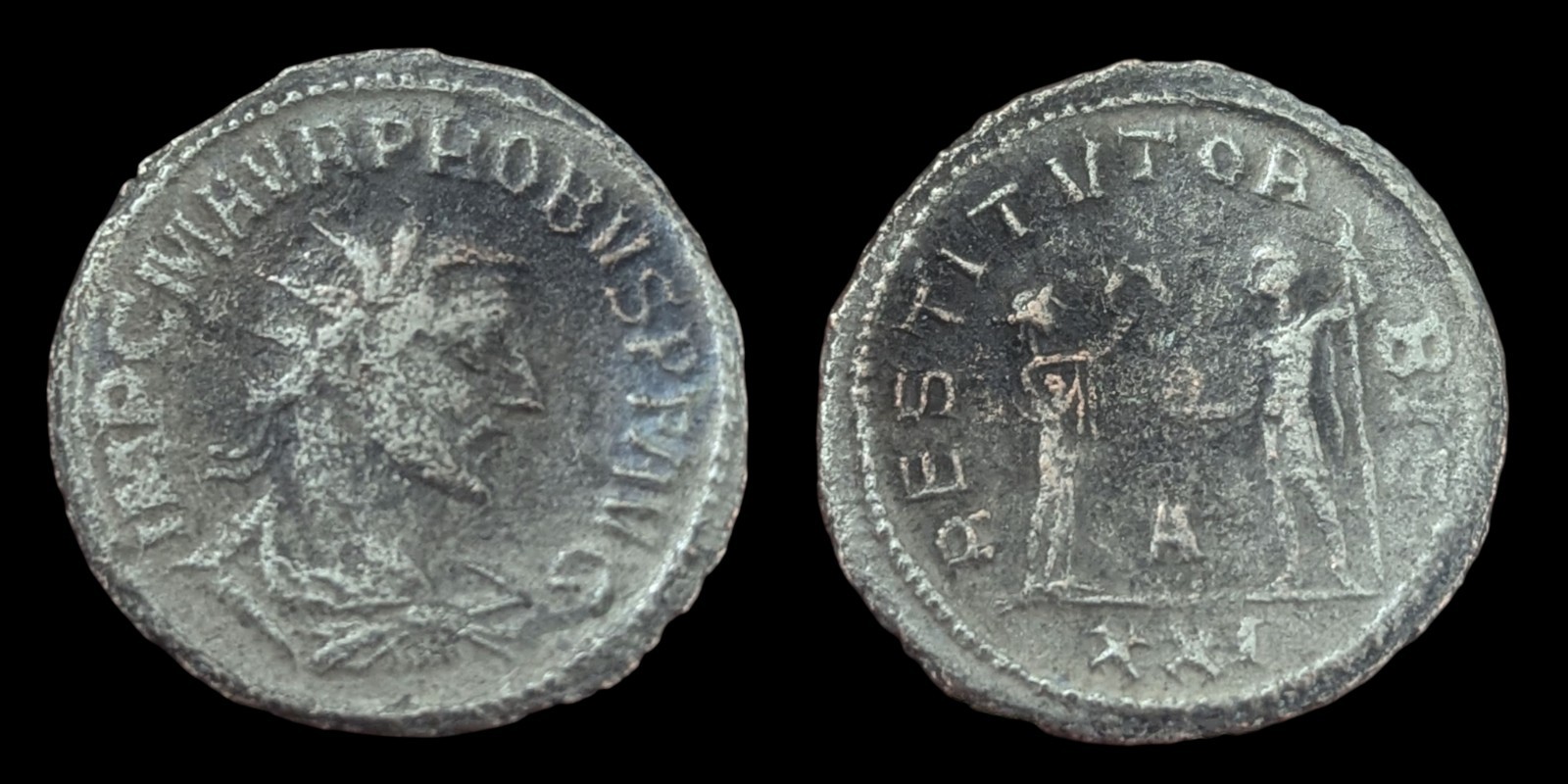 Roman Imperial Probus RESTITVTOR ORBIS XXI Silvered Bronze Antoninianus, 3.1G