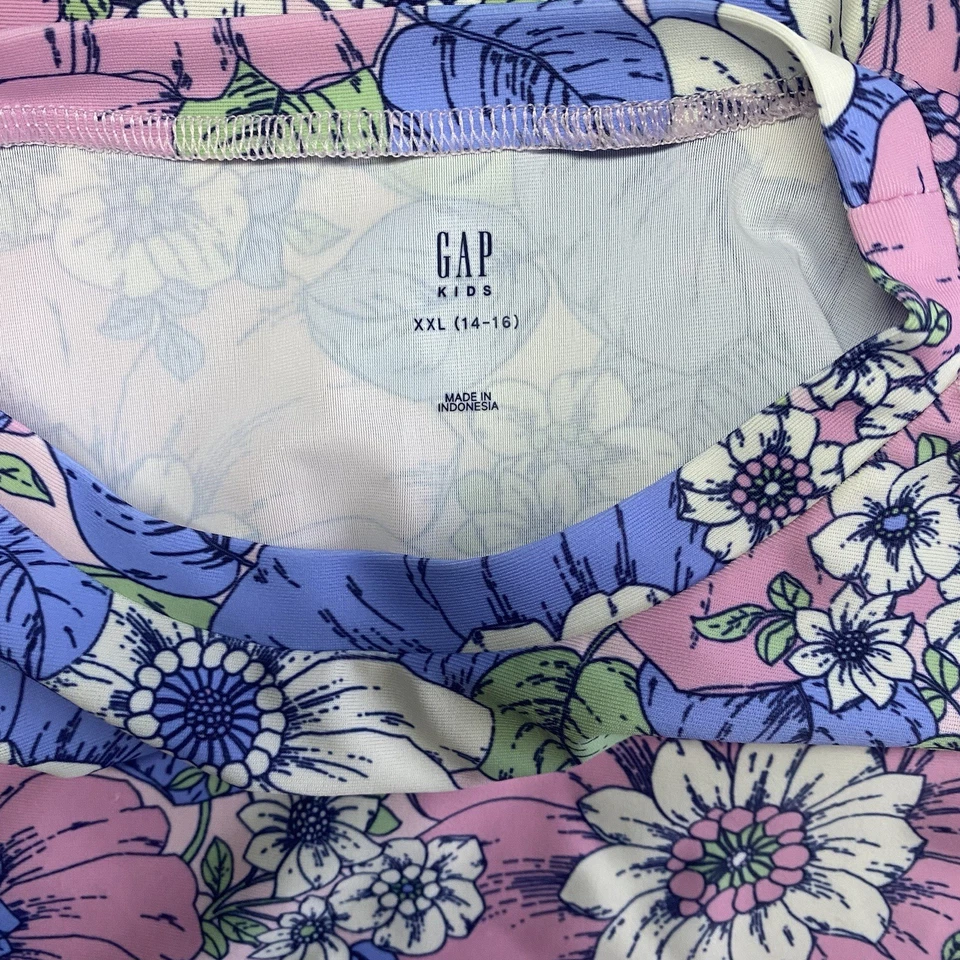 GAP Kids UV Protection Long Sleeve Rash Guard Flower Pattern Size XXL (14/16) - Image 2 of 4
