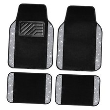 Bling Diamond Car Floor Mats, Shining Rhinestone Carpet Sparkly Silver Diamond
