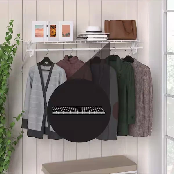 ClosetMaid 4714 Superslide 12" D x 48" W x 1" H Estante de montaje en pared de alambre blanco 6pk Foto 3 de 4