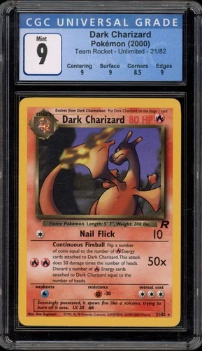 Pokemon Dark Charizard Team Rocket Unlimited NON Holo Rare #21 CGC 9 Mint