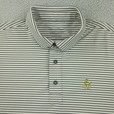 Straight Down Polo Shirt Mens Medium Gray White Striped Performance Golf Stretch