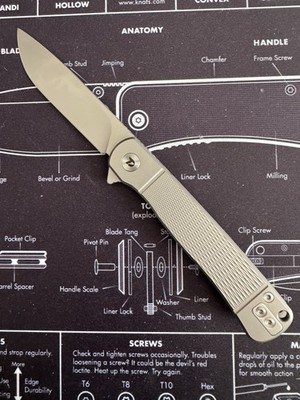 Dreamtech Framelock Gray Titanium Folding D2 Steel Drop Pt Pocket Knife K4369G