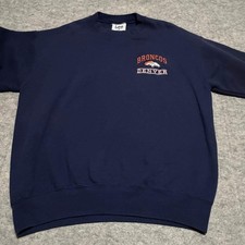 Vintage Lee Sport Denver Broncos Sweatshirt MEN'S LG BLUE CREWNECK USA MADE
