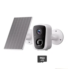 2K 4MP Solar Security Camera Outdoor Home Surveillance PIR 2-Way Talk + 64GB