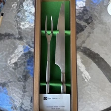 Kalmar Designs Stainless Steel 2 Piece Carving Set Cutlery in Original Box Italy