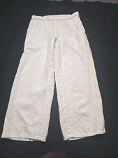 Eileen Fisher White Organic Linen Crop Comfort Waist Pants Size XS 28x24