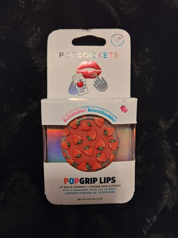 New NIB - Strawberry PopSockets Lip Balm Phone Grip PopLips