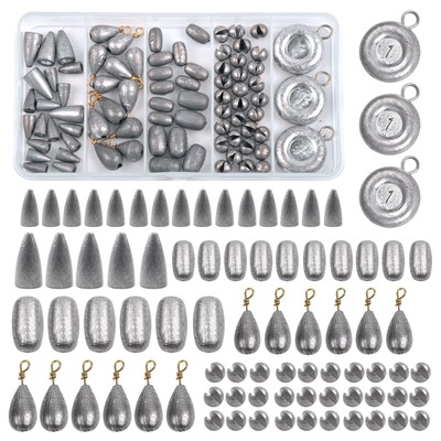 Fishing Weight Sinkers Kit, 81pcs Assorted Drop Bass Sinkers Split Shot Sinke...