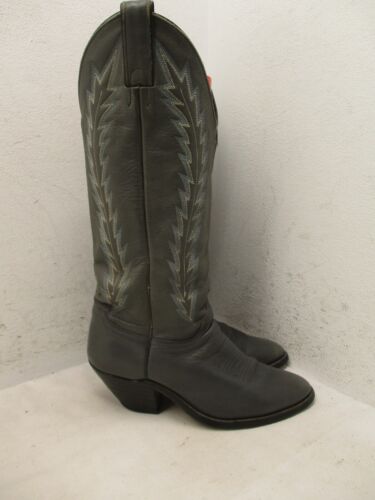 Abilene Gray Leather Vintage Cowboy Boots Womens Size 6.5 M Style 2634 USA - Afbeelding 1 van 11