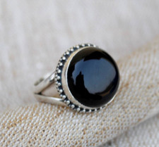Black Onyx Ring 925 Sterling Silver Ring Handmade Ring Round Stone All Size MO71