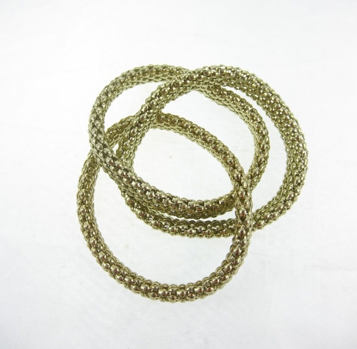2pc Set Interlocking Bronze & Gold-Colored Stretc… - image 3