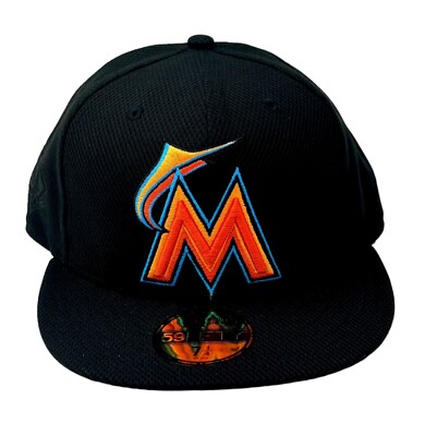 New Era Mens Miami Marlins Diamond Era 59Fifty Fitted Hat BLACK 1/4