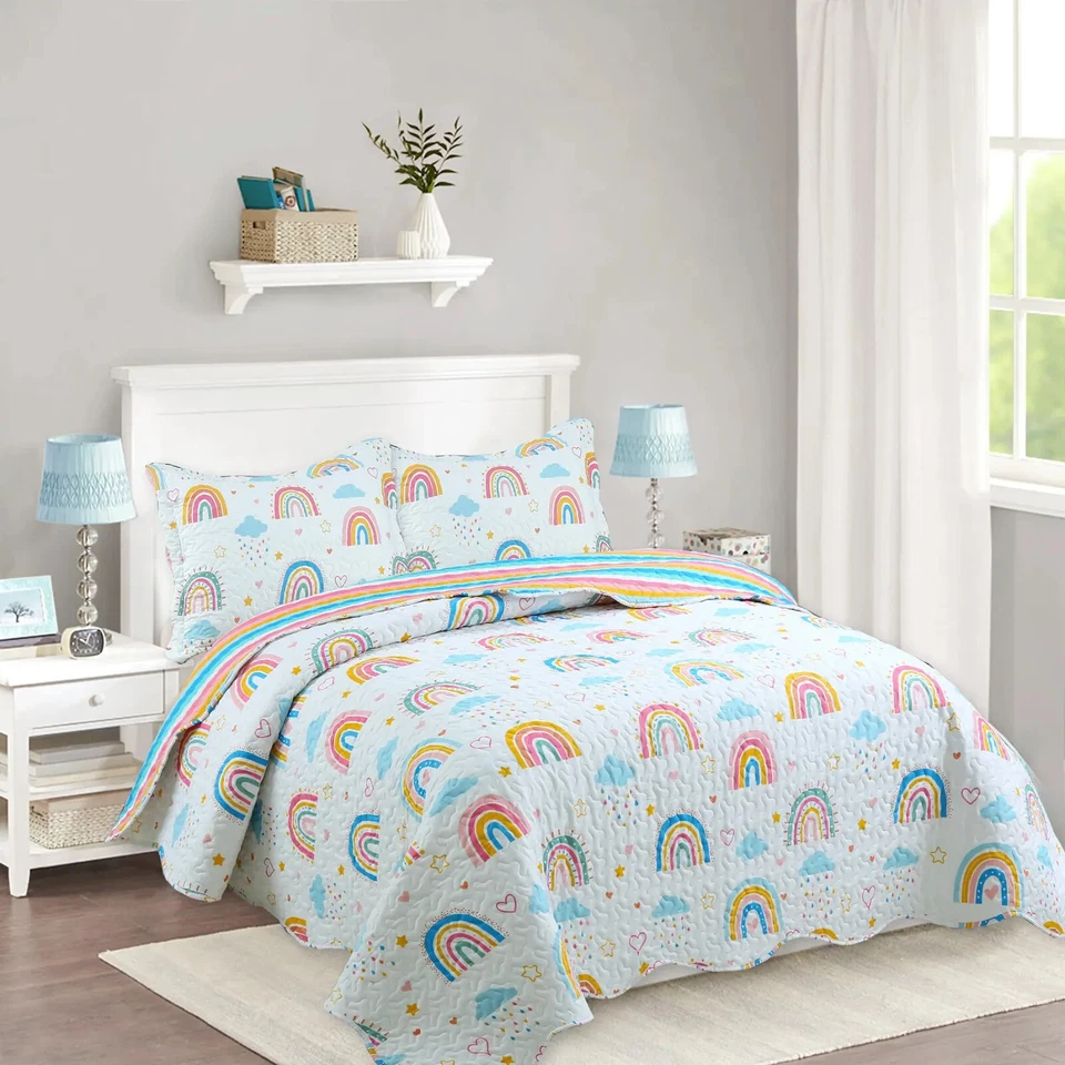 2/3 Piece Kids Quilt Bedspread Set Throw Blanket - Imagem 3 de 4