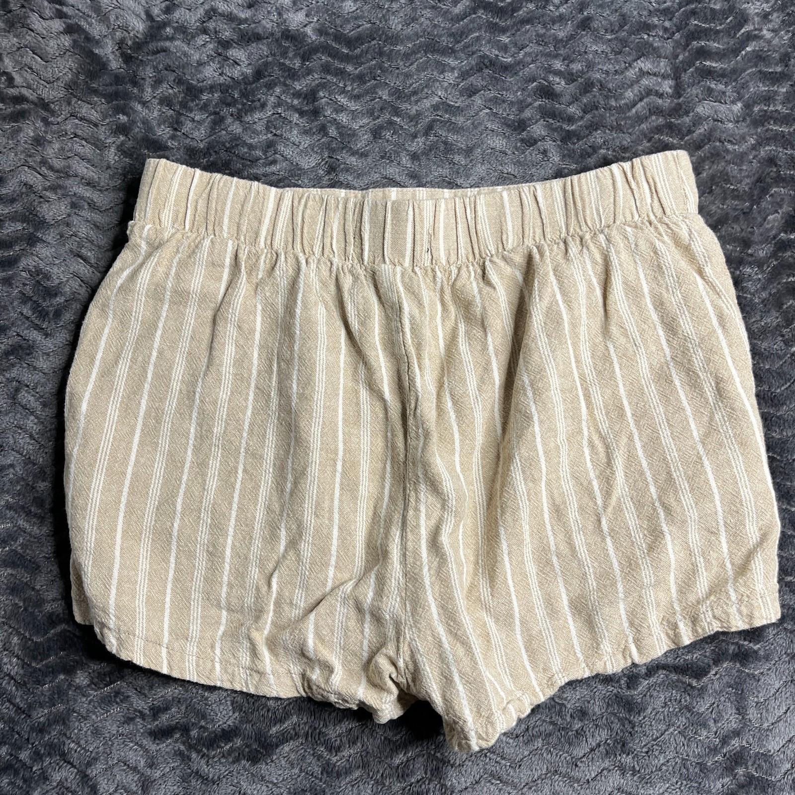 REWASH Drawstring Striped Pull On Linen Shorts Womens Size Small