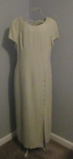 Vtg David Warren Lt Green Knit Short Sleeve Lined Sheath Maxi Dress - Size 14