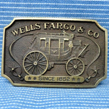Stagecoach Brass Belt Buckle Vintage 1973 Wells Fargo  Co Promo  HC75 .PCB645