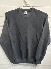 Vtg 80 s 90s Raglan Sweatshirt Mens Size XL Gray USA Jerzees Blank USA