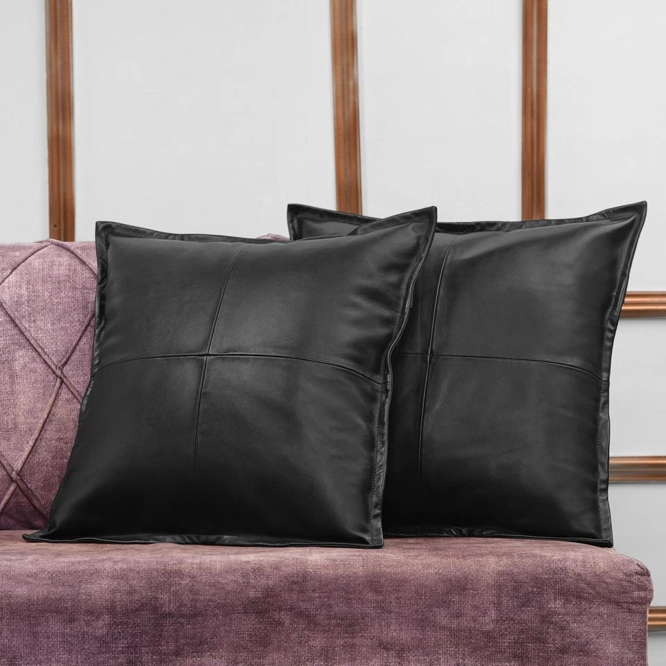 Genuine Lambskin Leather Pillow Cover Sofa Cushion Case Living Room & Bedroom #2 Foto 3 de 4