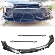 Carbon Fiber Black Front Bumper Lip Body Kit Spoiler For Mitsubishi Lancer