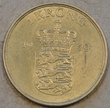 Denmark 1959 Denmark Krone Nice Lightly Circulated Coin As Pictured