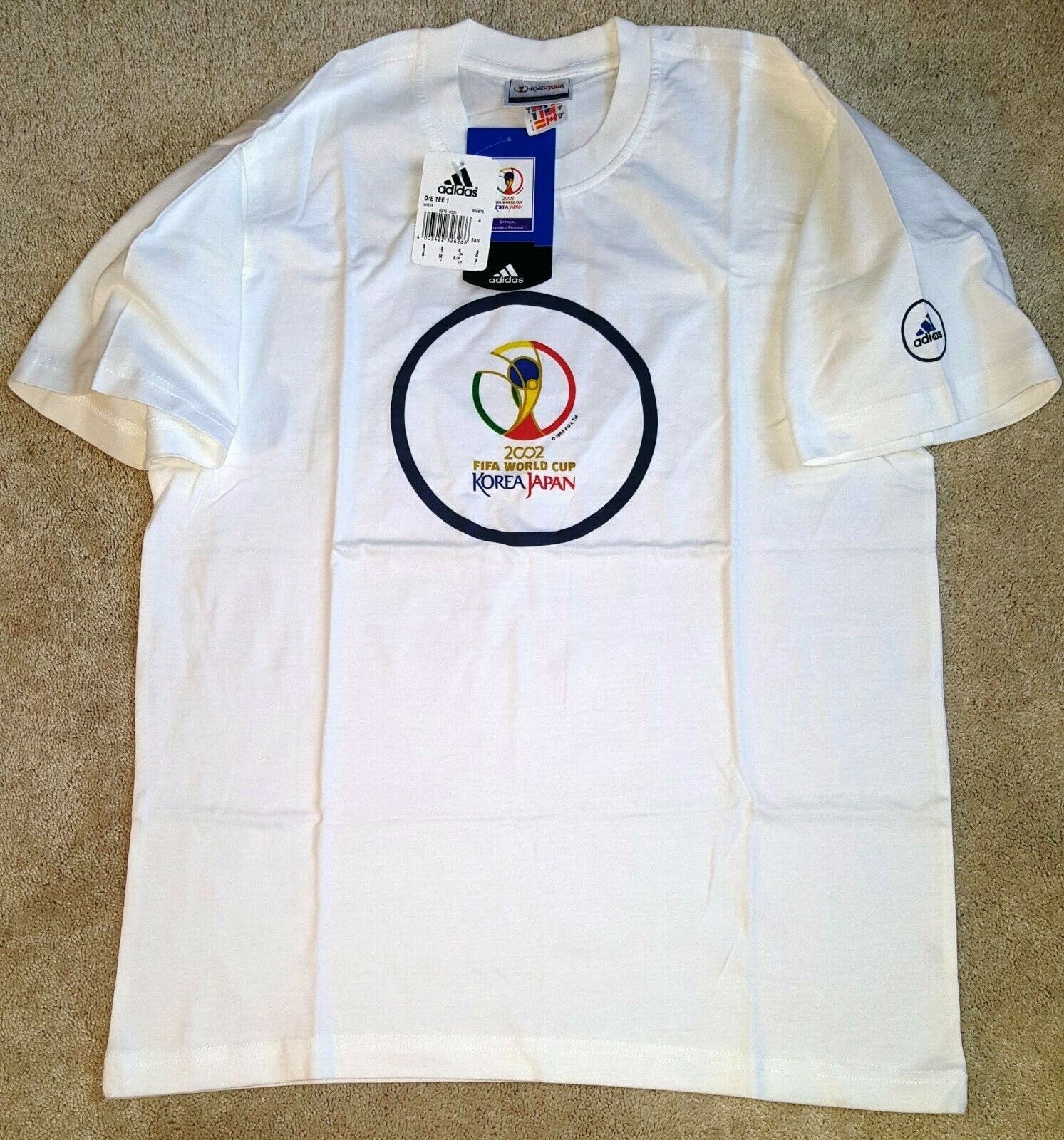 NEW w/Tags Adidas FIFA 2002 World Cup Korea/Japan Logo T-Shirt Mens SML SS