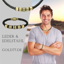 Skórzany łańcuszek bransoletka plecione ECO-Beads Stal nierdzewna Antyczny mosiądz, zestaw lub pojedynczo