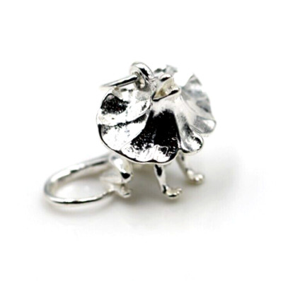 Sterling Silver 925 Frilled Frilly Neck Lizard Charm Pendant -Free Post