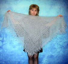 Gray Russian Orenburg shawl, Goat wool wrap, Warm kerchief, Stole, Cape, Scarf