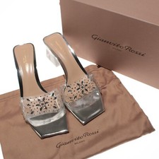 Gianvito Rossi NWB PVC Crystal-Embellished Heeled Sandals 39 US 9 Silver/Clear