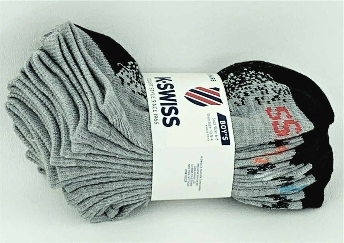 kompas fragment Pessimist K Swiss Boys 8 Pairs Low Cut Socks Grey/Black w Color Size 6-8 Shoe Size  10.5-4 | eBay