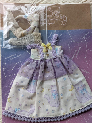 1/6 Azone Pureneemo Blythe OOAK Custom Celestial Cat Doll Dress Set by 'Sleep'