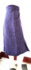 Vintage 1950s Colorful Purple Tweed Pencil Skirt Labelled "Koret of California".