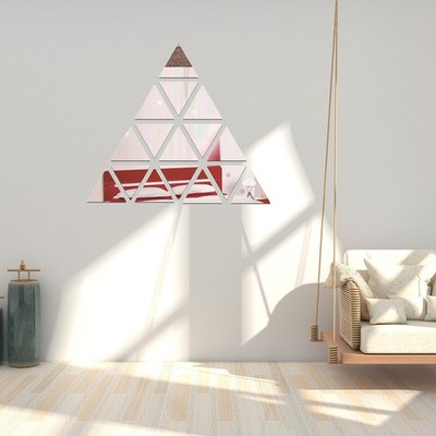  Dreiecke Pyramide Wandkunst 3D Acryl Spiegel Oberfläche Wandaufkleber DIY