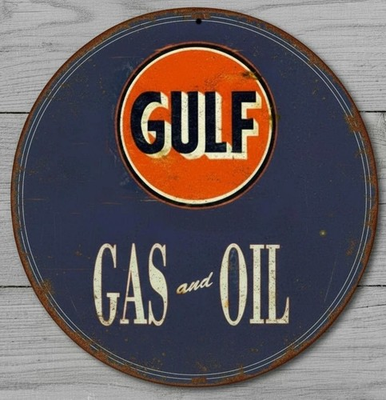 #ad Gulf Gas amp; Oil 8quot; Diameter Vintage Novelty Metal Sign Made In USA New $14.49