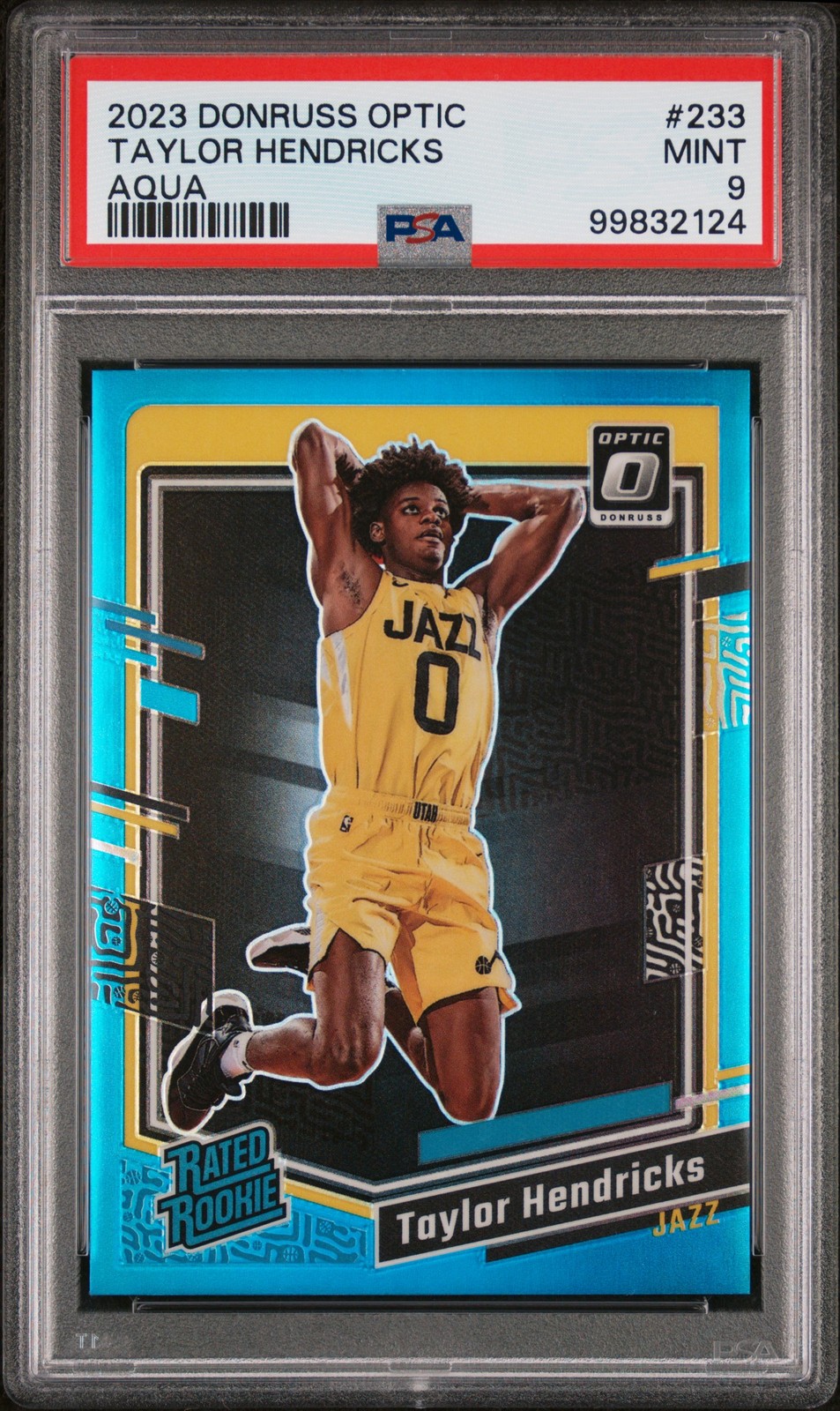 2023 PANINI DONRUSS OPTIC AQUA #233 TAYLOR HENDRICKS 249/249 PSA 9