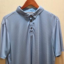 AndersonOrd Polo Shirt Mens M Blue Stripe Short Sleeve Golf Stretch Top