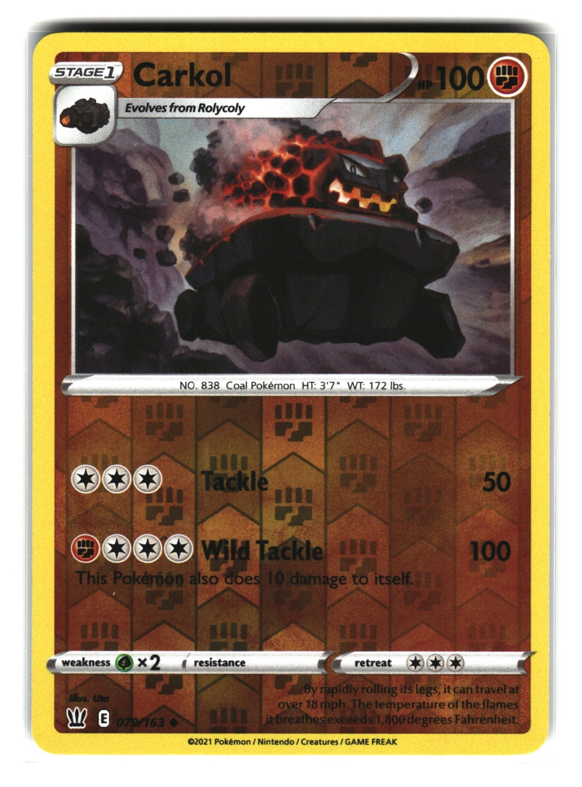 Pokemon Card Carkol 079/163 Reverse Holo Battle Styles NM