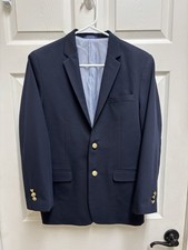 IZOD Boy's Size 18 Reg NAVY BLUE Lined 2-Button Blazer Jacket Sport Suit Coat