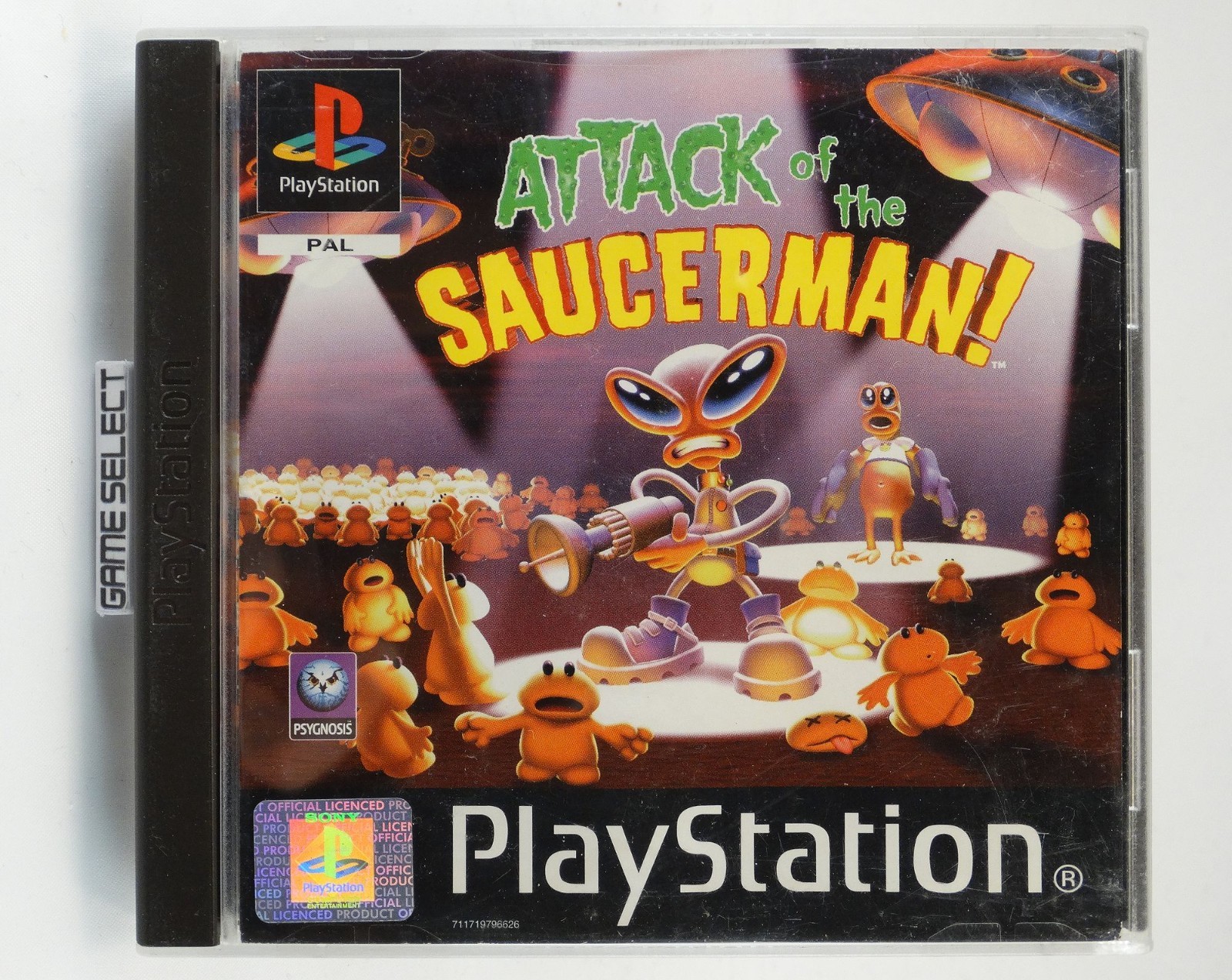 ATTACK OF THE SAUCERMAN SONY PLAYSTATION 1 2 3 PS1 PS2 PS3 PAL ITALIEN COMPLET