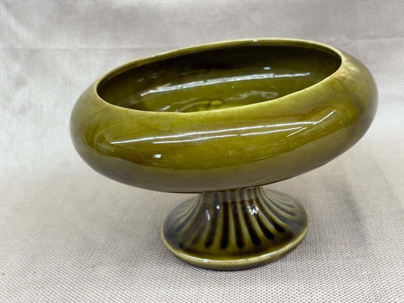 Floraline McCoy USA 430 Green Pottery Bowl Compote Dish good Condition