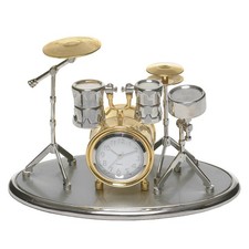 Shudehill Giftware Silver & Gold Drum Kit Techno Clock