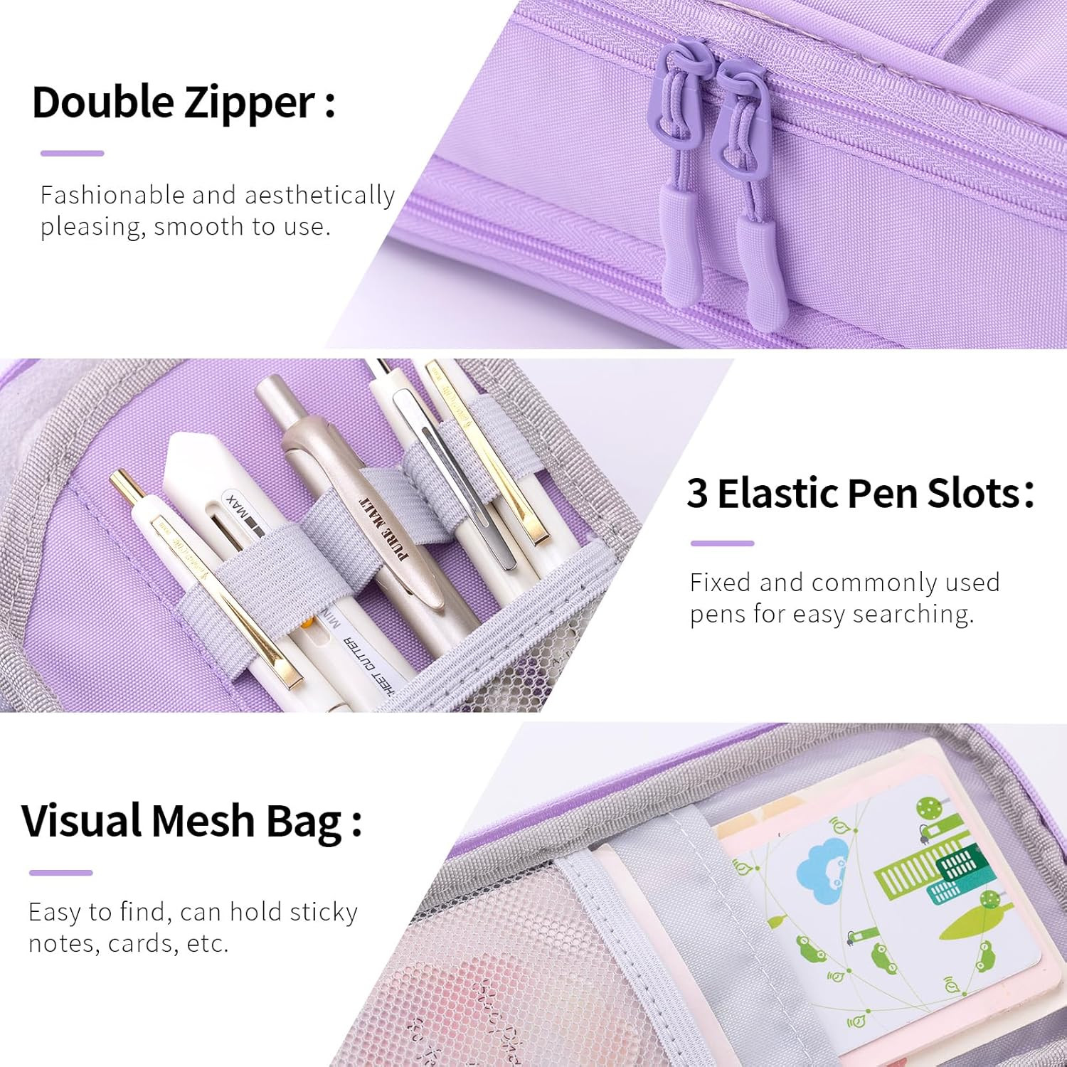 Large Pencil Case Big Storage Pen Pouch Bag with Compartment for School Supplies