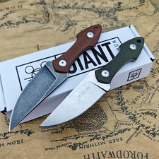GiantMouse GMF3 Fixed Blade Knife Satin Drop Point Blade with Leather