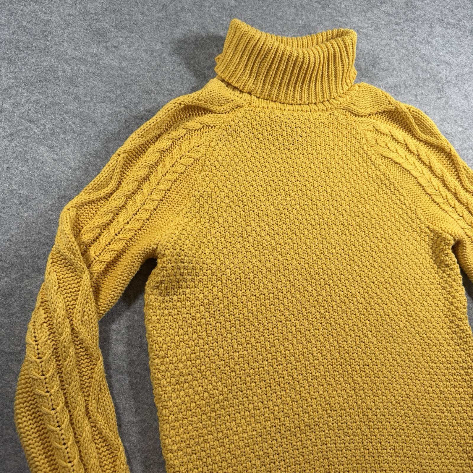 Lauren Ralph Lauren Cable Knit Turtleneck Sweater Womens L Yellow Fisherman thumbnail 9