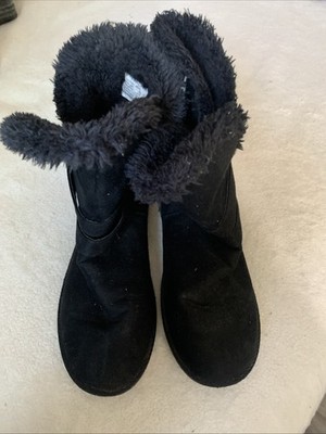 AirWalk Suede Leather Boots 11w Faux Fur Black