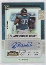 2021 Panini Contenders Rookie Championship Ticket 39/49 Jay Tufele Auto 00jz