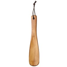 Wooden Shoe Horn 7.5" Straight Handle Shoe Helper Wood Shoehorns, Dark Brown